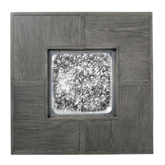 Cheyenne 40 In. X 25 In. Square Aluminum Propane Gas Fire Pit Chat Table with Glacier Ice Firebeads