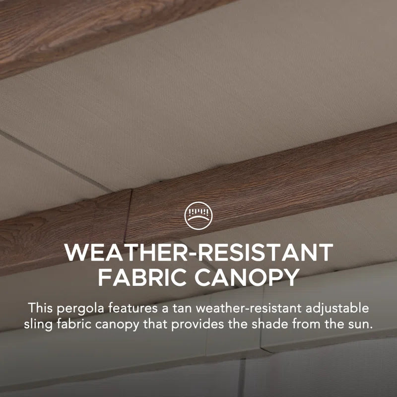 Sunjoy Crompton Outdoor Pergola 12 X 14 Ft. with Adjustable Sun Shade Canopy for Backyard and Garden Shade, Patio Modern White Steel Frame Grape Trellis Pergolas