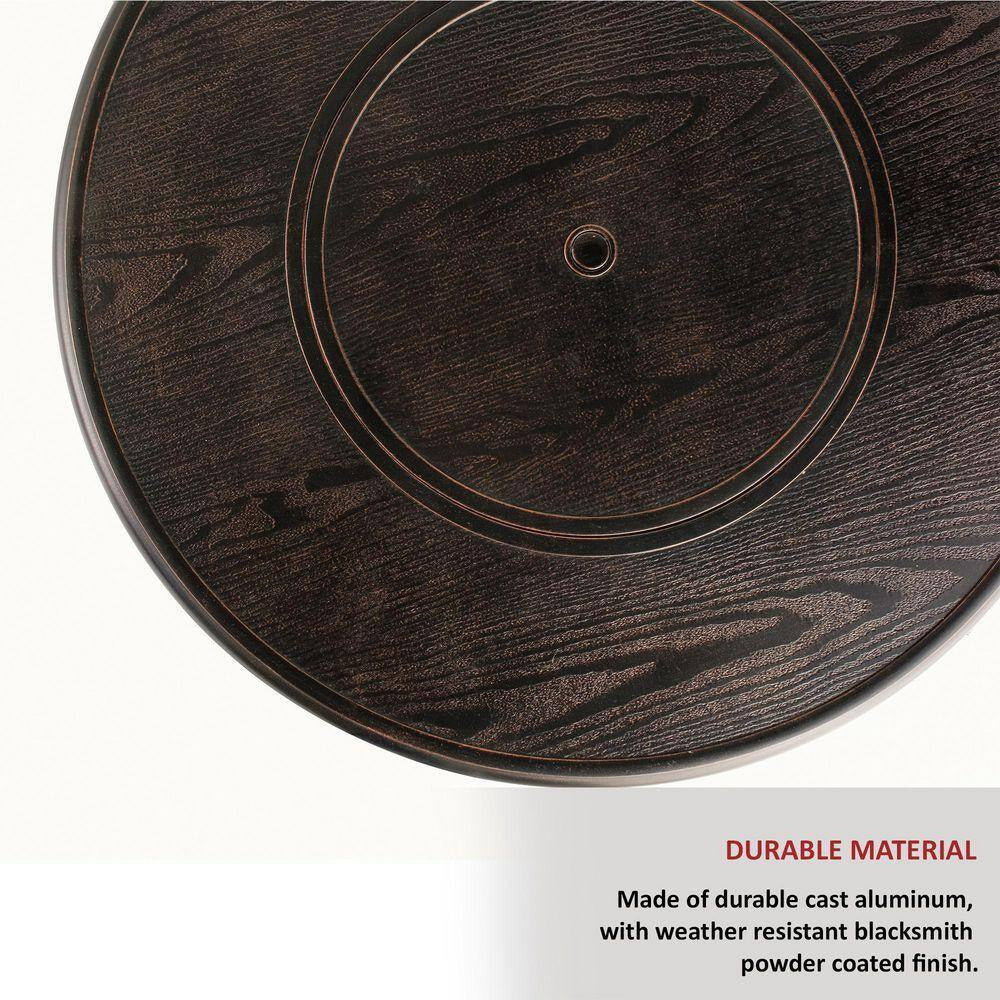 Manchester 36 In. X 25 In. round Aluminum Match Lit Propane Gas Fire Pit Chat Table with Glacier Ice Firebeads