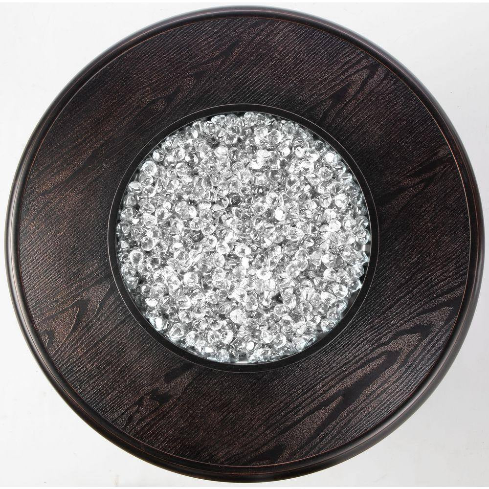 Manchester 36 In. X 25 In. round Aluminum Match Lit Propane Gas Fire Pit Chat Table with Glacier Ice Firebeads