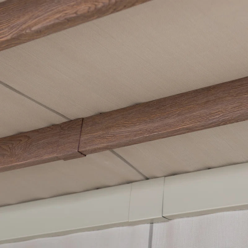 Sunjoy Crompton Outdoor Pergola 12 X 14 Ft. with Adjustable Sun Shade Canopy for Backyard and Garden Shade, Patio Modern White Steel Frame Grape Trellis Pergolas