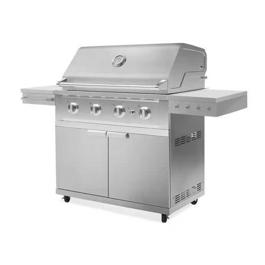Outdoor Kitchen Built-In 4-Burner Stainless Steel Grill Cart with Propane Gas Performance Grill, 40 In.