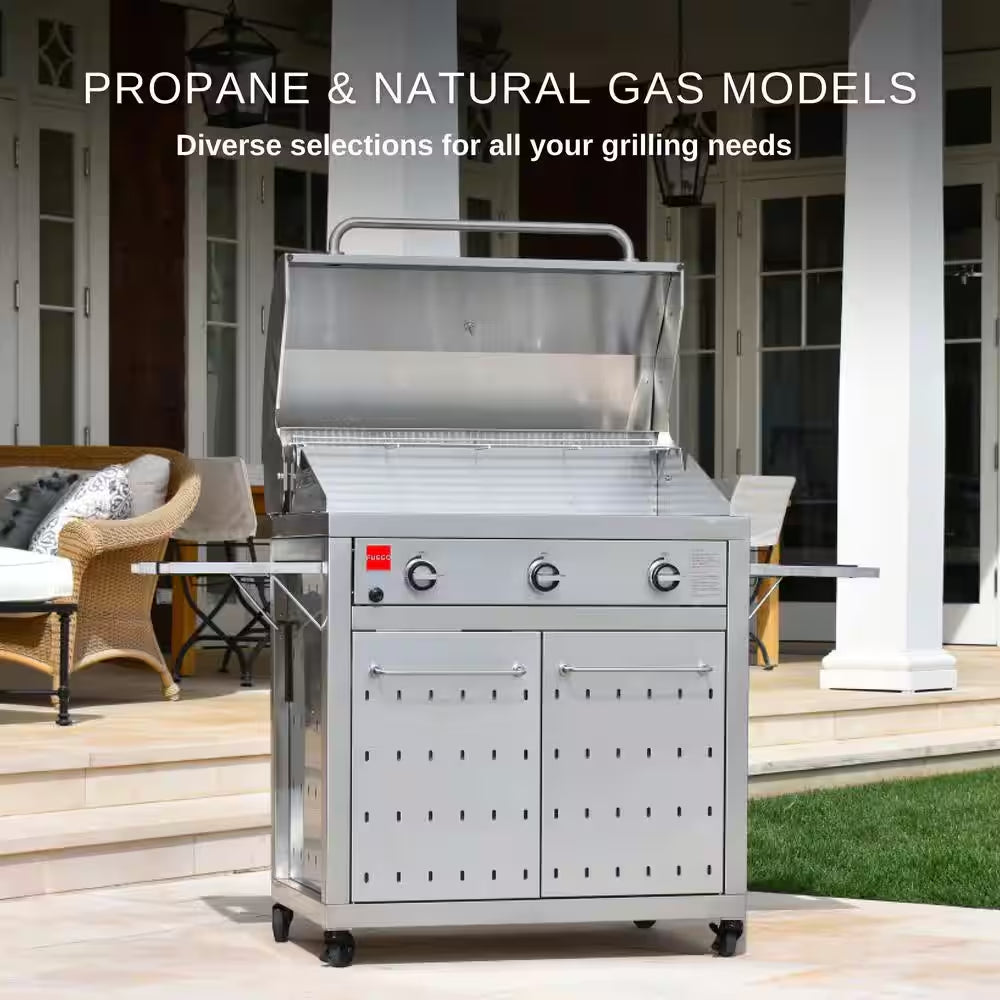 Premium 3-Burner Natural Gas Grill in 304 Stainless Steel