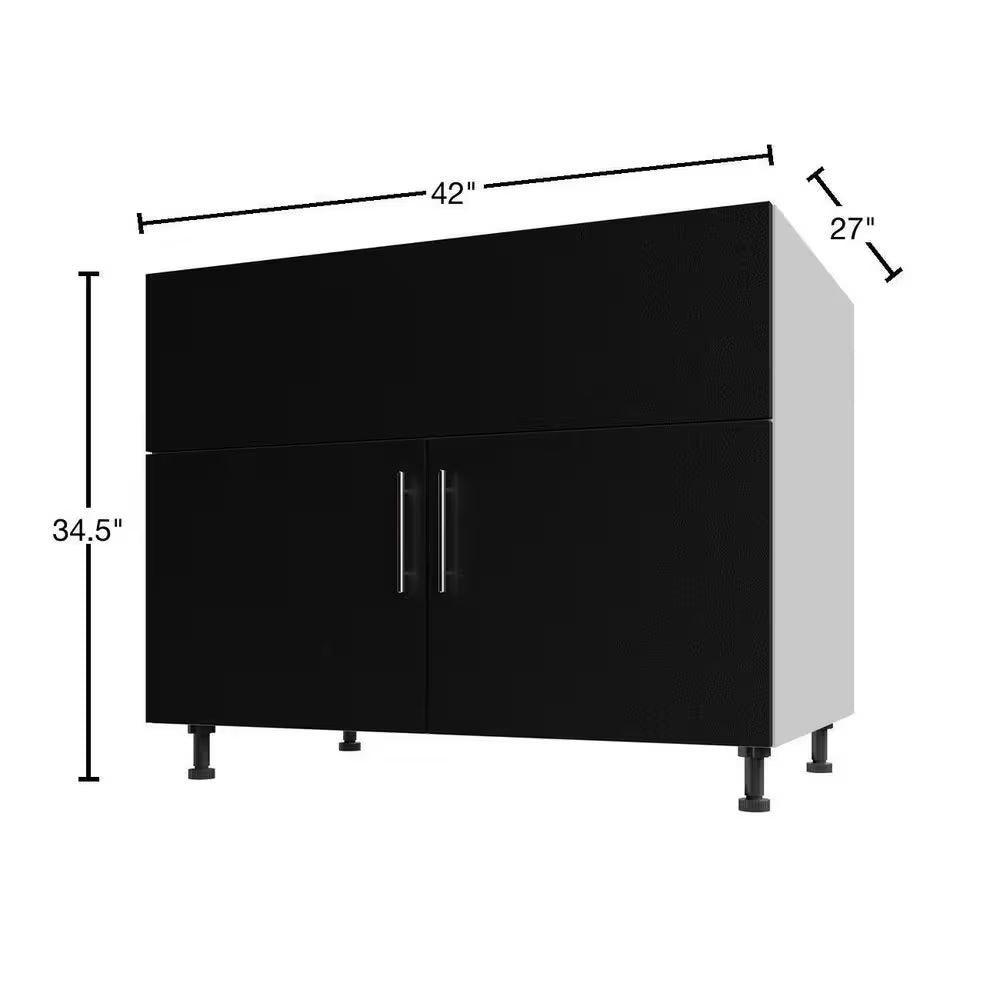 Miami Weatherboard 42 In. X 27 In. X 34.5 in Outdoor Base Cabinet Grill in Pitch Black Matte
