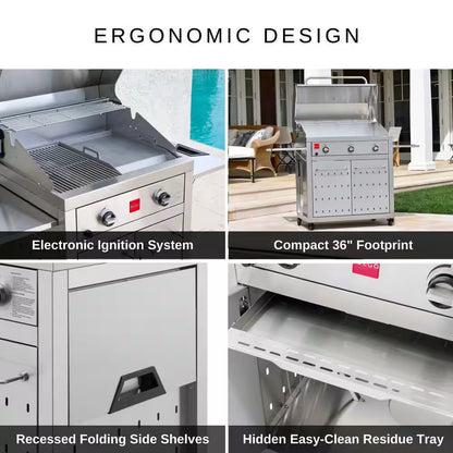 Premium 3-Burner Natural Gas Grill in 304 Stainless Steel
