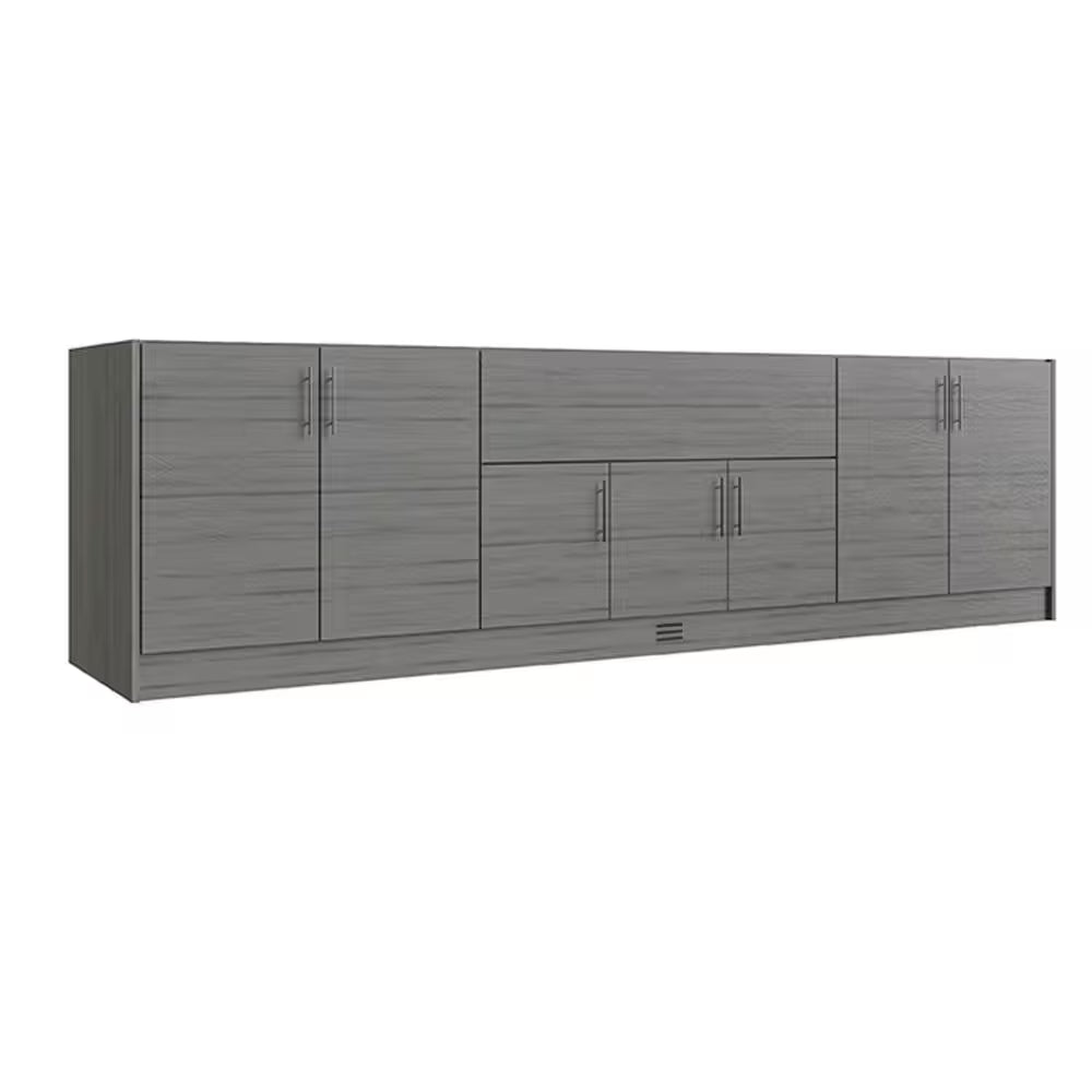 Miami Dark Ash 17-Piece 121.25 In. X 34.5 In. X 28 In. Outdoor Kitchen Cabinet Island Set