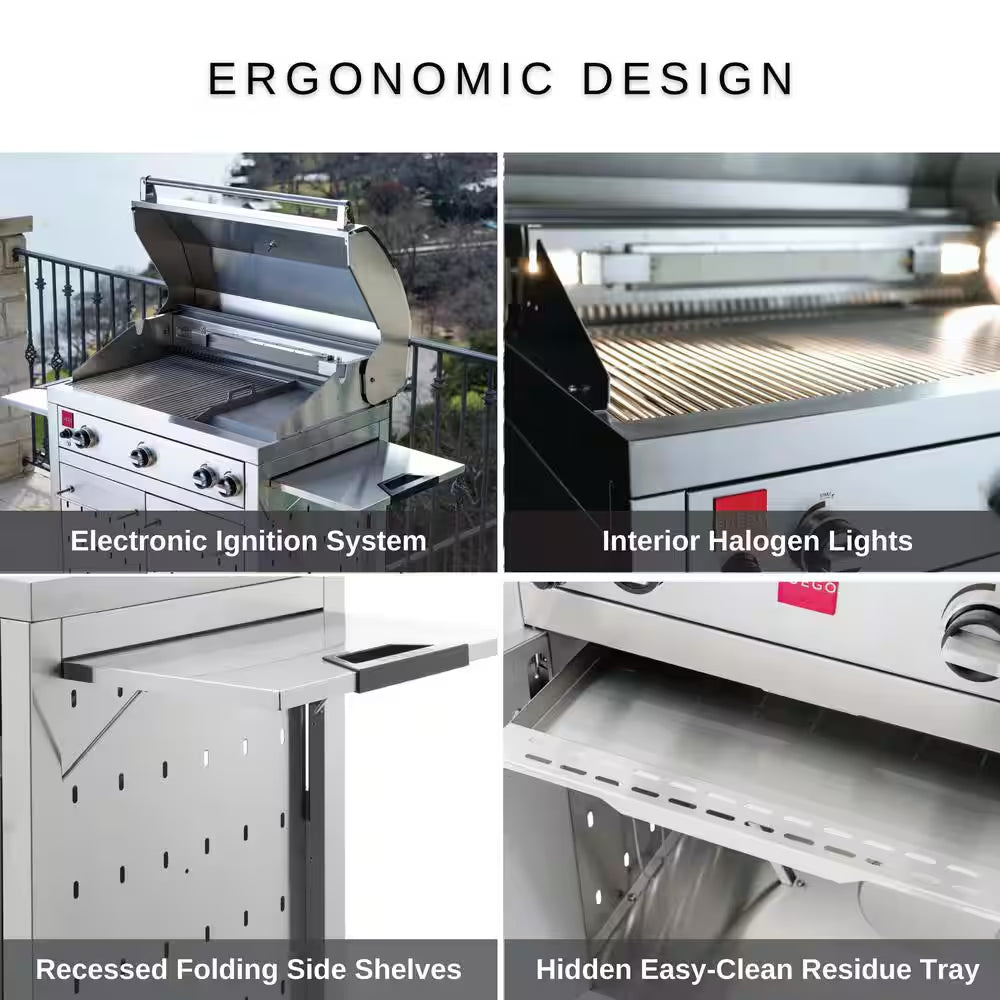 Premium 4-Burner Natural Gas Grill in 304 Stainless Steel