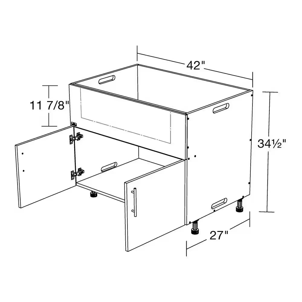 Miami Weatherboard 42 In. X 27 In. X 34.5 in Outdoor Base Cabinet Grill in Pitch Black Matte