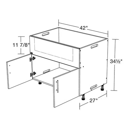 Miami Weatherboard 42 In. X 27 In. X 34.5 in Outdoor Base Cabinet Grill in Pitch Black Matte