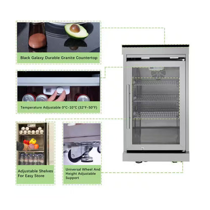 46 In. 4-Burner 72,000 BTU Stainless Steel Outdoor Kitchen BBQ Grill Island, Wine Refrigerator, Rotisserie, in Sliver