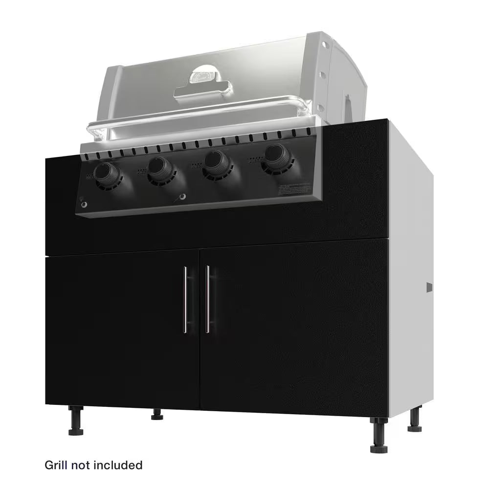 Miami Weatherboard 42 In. X 27 In. X 34.5 in Outdoor Base Cabinet Grill in Pitch Black Matte