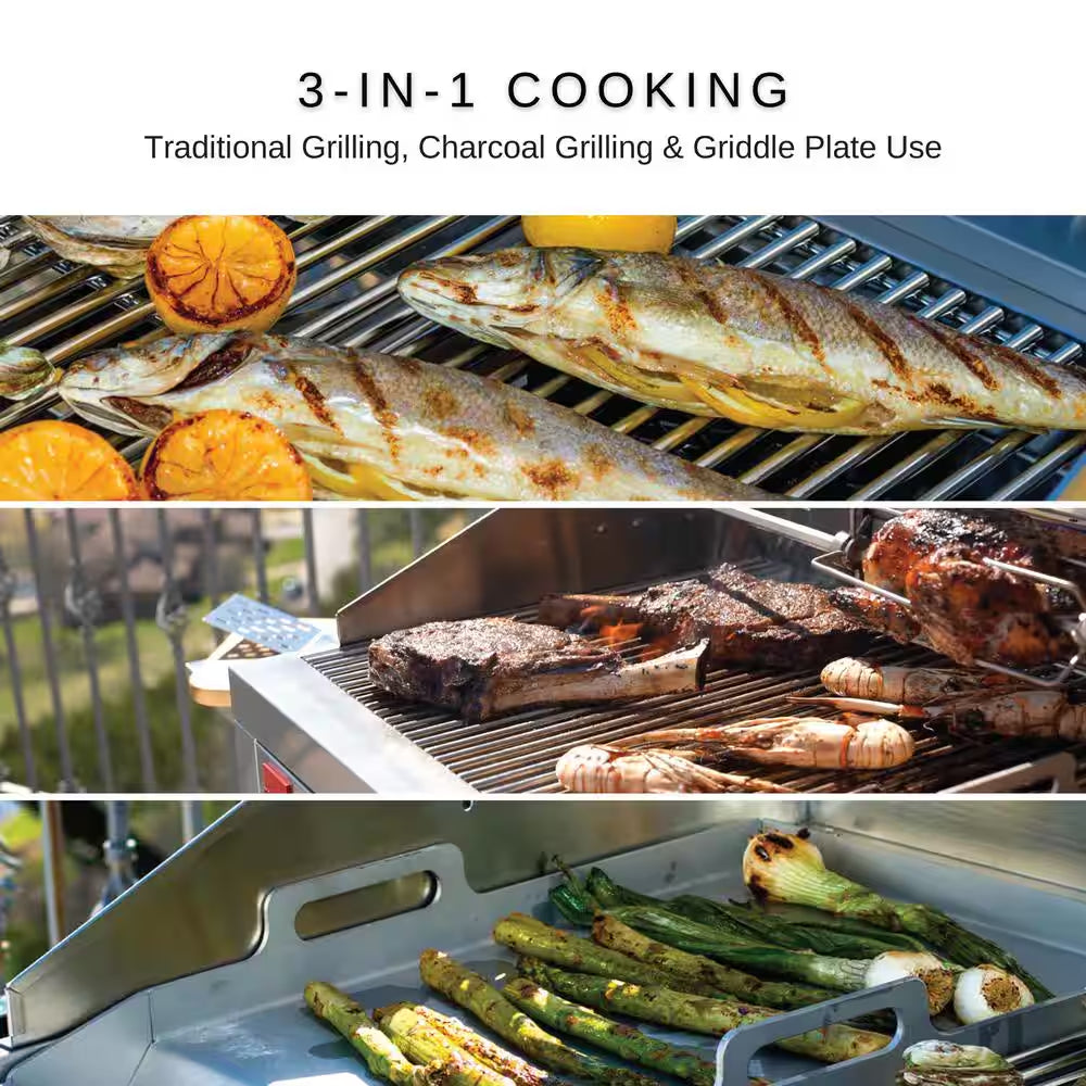 Premium 3-Burner Natural Gas Grill in 304 Stainless Steel