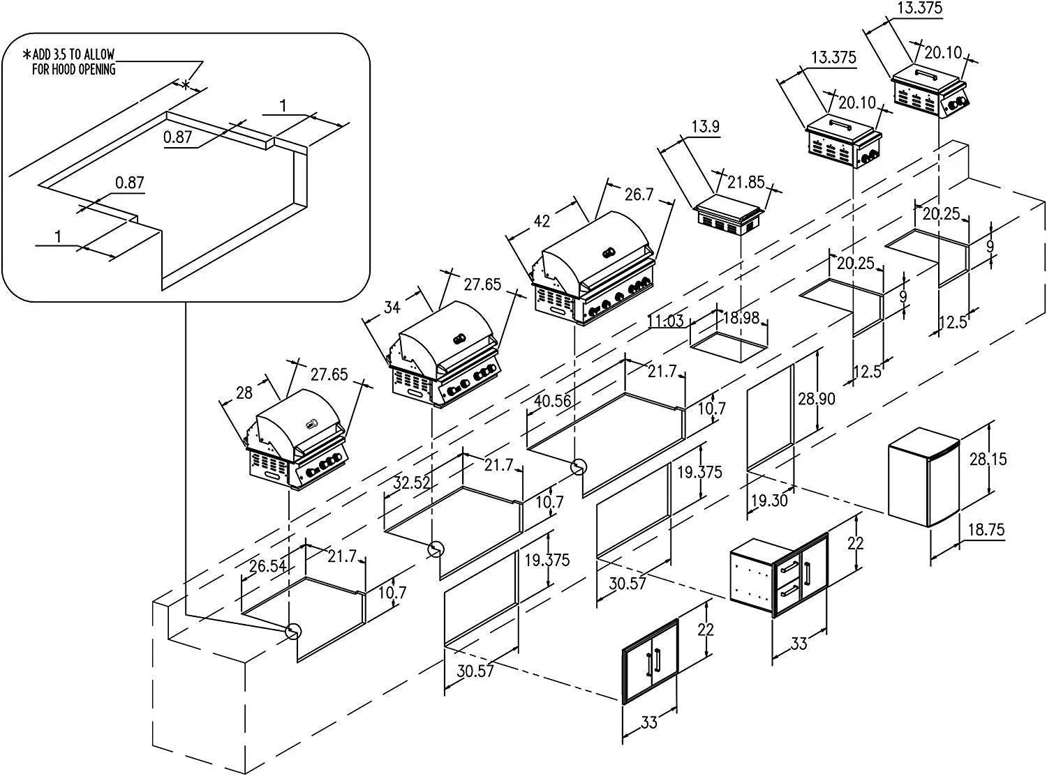 4 Premium Gas Grill 34" Built-In