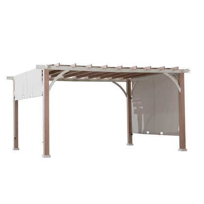 Sunjoy Crompton Outdoor Pergola 12 X 14 Ft. with Adjustable Sun Shade Canopy for Backyard and Garden Shade, Patio Modern White Steel Frame Grape Trellis Pergolas