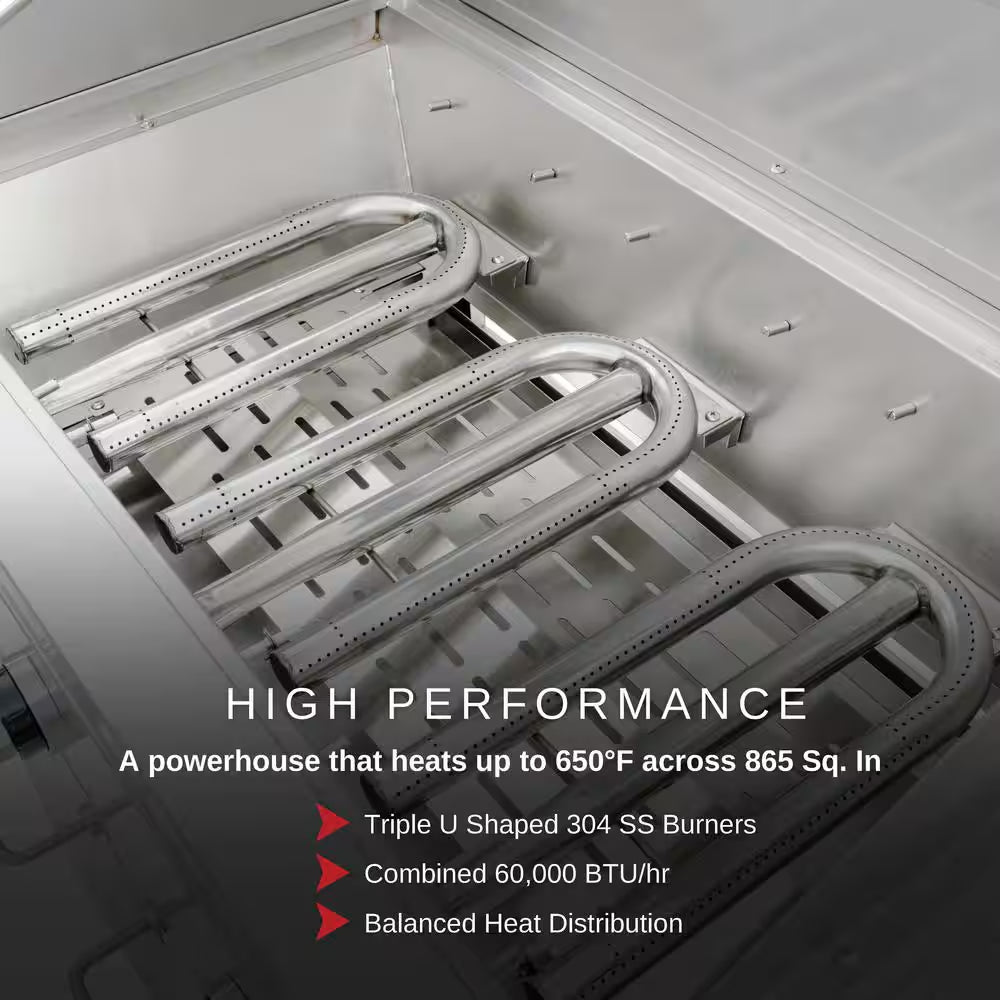 Premium 3-Burner Natural Gas Grill in 304 Stainless Steel