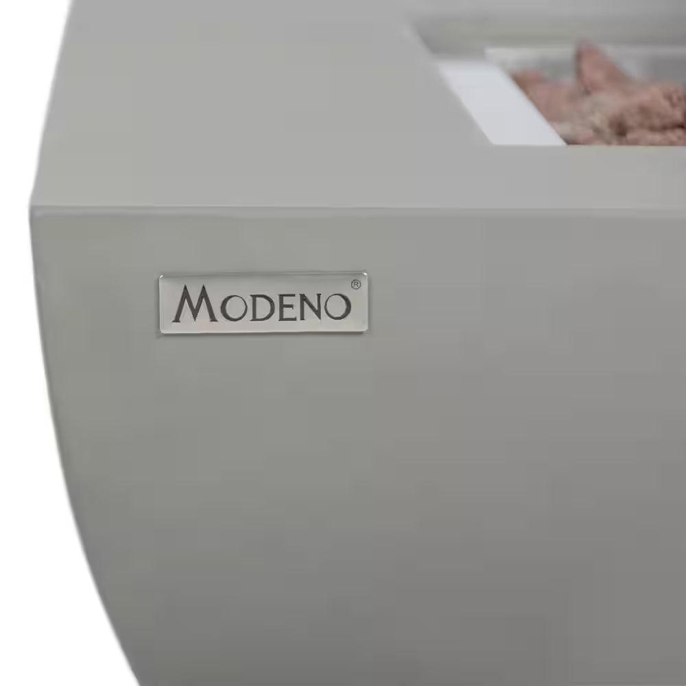 Westport 34 In. X 14 In. Grey round Concrete Propane Pit Table with Electronic Ignition Cover and Lava Rock