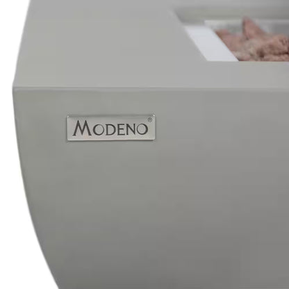 Westport 34 In. X 14 In. Grey round Concrete Propane Pit Table with Electronic Ignition Cover and Lava Rock